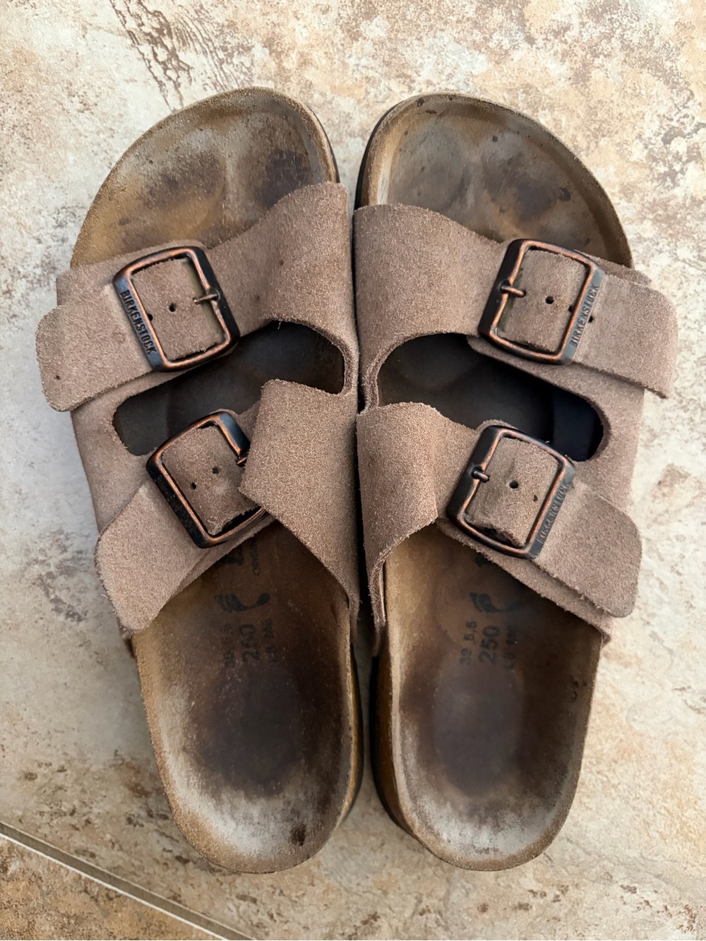 Birkenstock Men's Arizona Soft Suede Sandals Taupe Brown